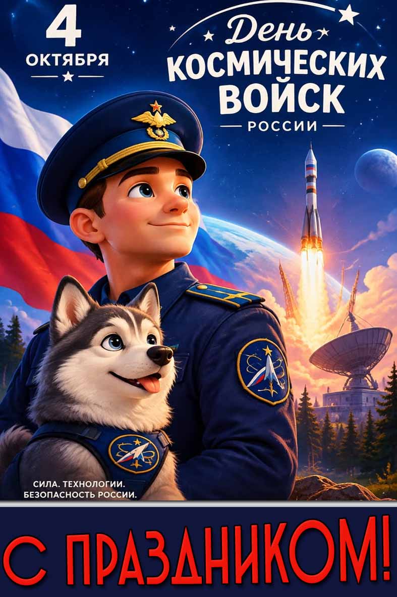 Картинка 4 октября - день космических войск России! Сила, технологии, безопасность России! С праздником!
