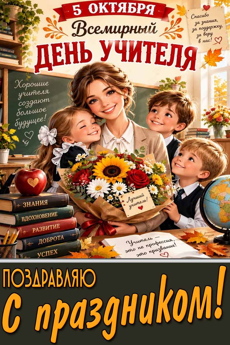 Картинка 5 октября - Всемирный день учителя! Поздравляю с праздником!