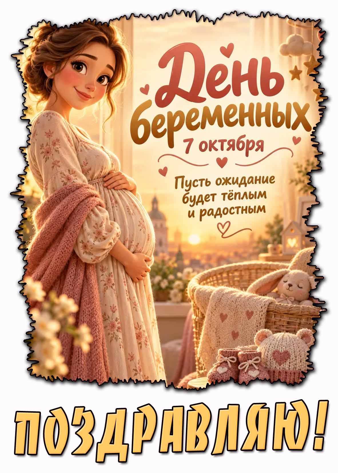 Картинка 7 октября - день беременных! Пусть ожидание будет тёплым и радостным! Поздравляю!