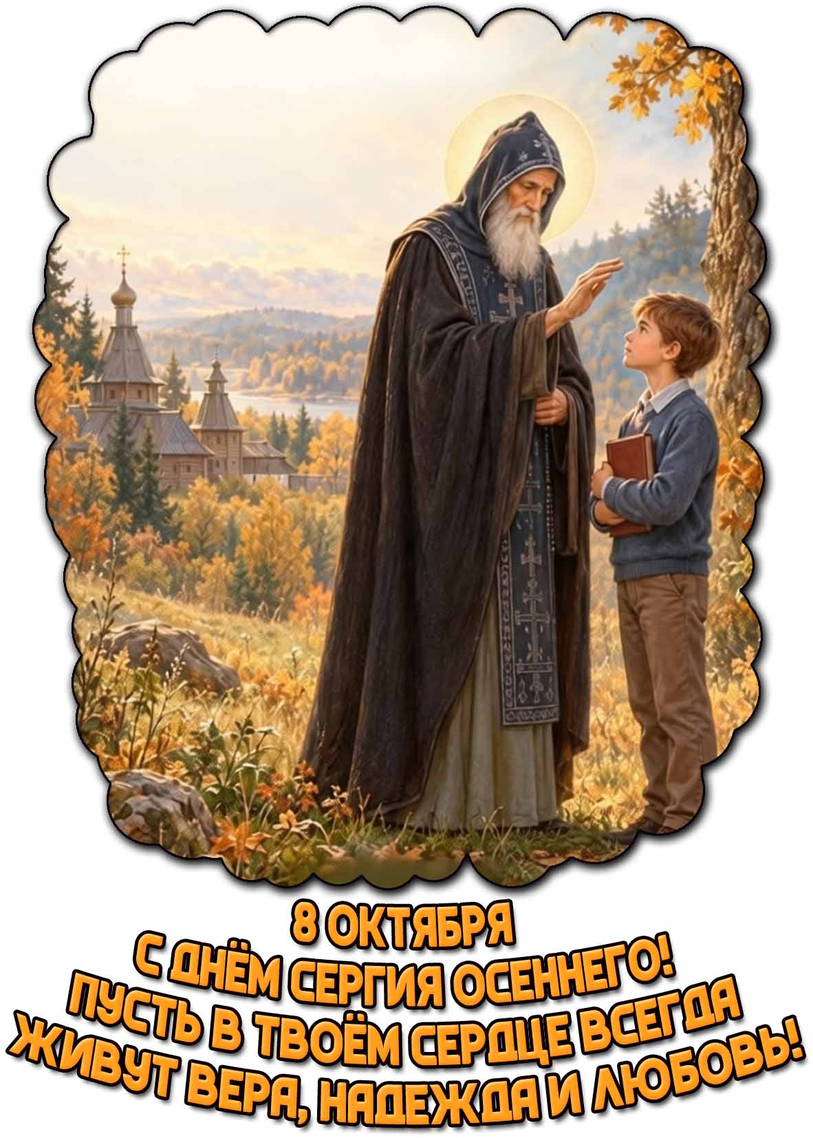 Картинка 8 октября - с днём Сергия Осеннего! Пусть в твоём сердце всегда живут вера, надежда и любовь!