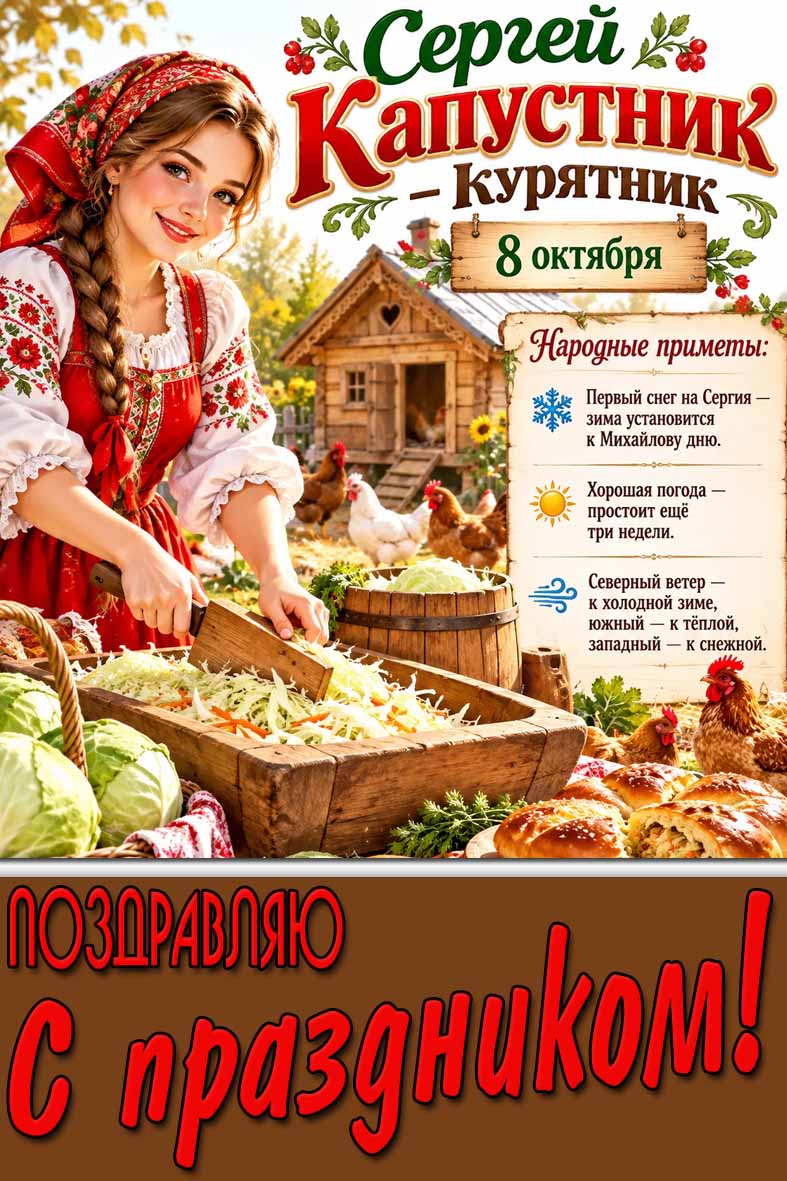 Картинка 8 октября - Сергей Капустник-Курятник! Поздравляю с праздником!