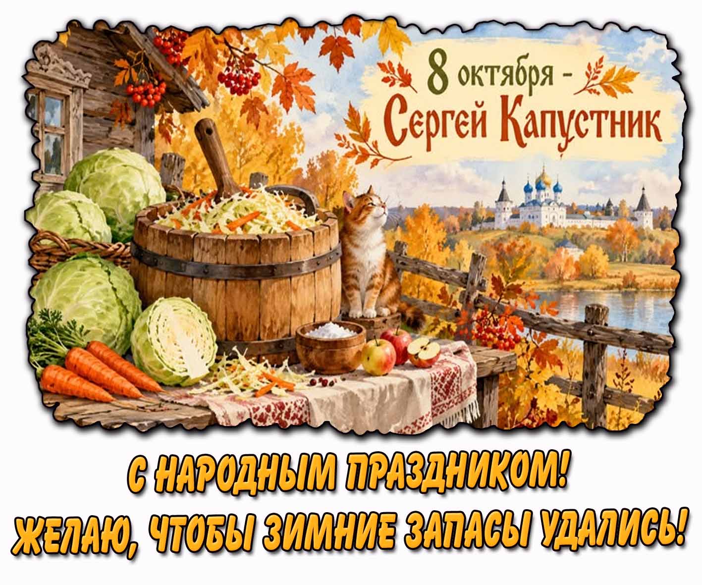Картинка 8 октября - Сергей Капустник! С народным праздником! Желаю, чтобы зимние запасы удались!