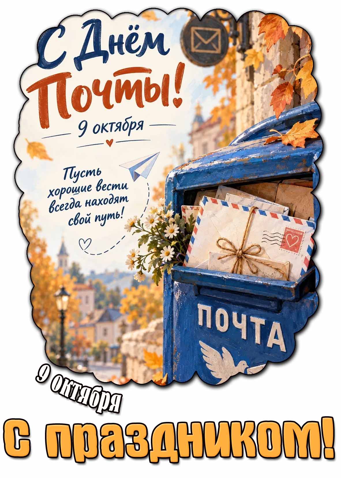 Картинка 9 октября - пусть хорошие вести всегда находят свой путь! С праздником!