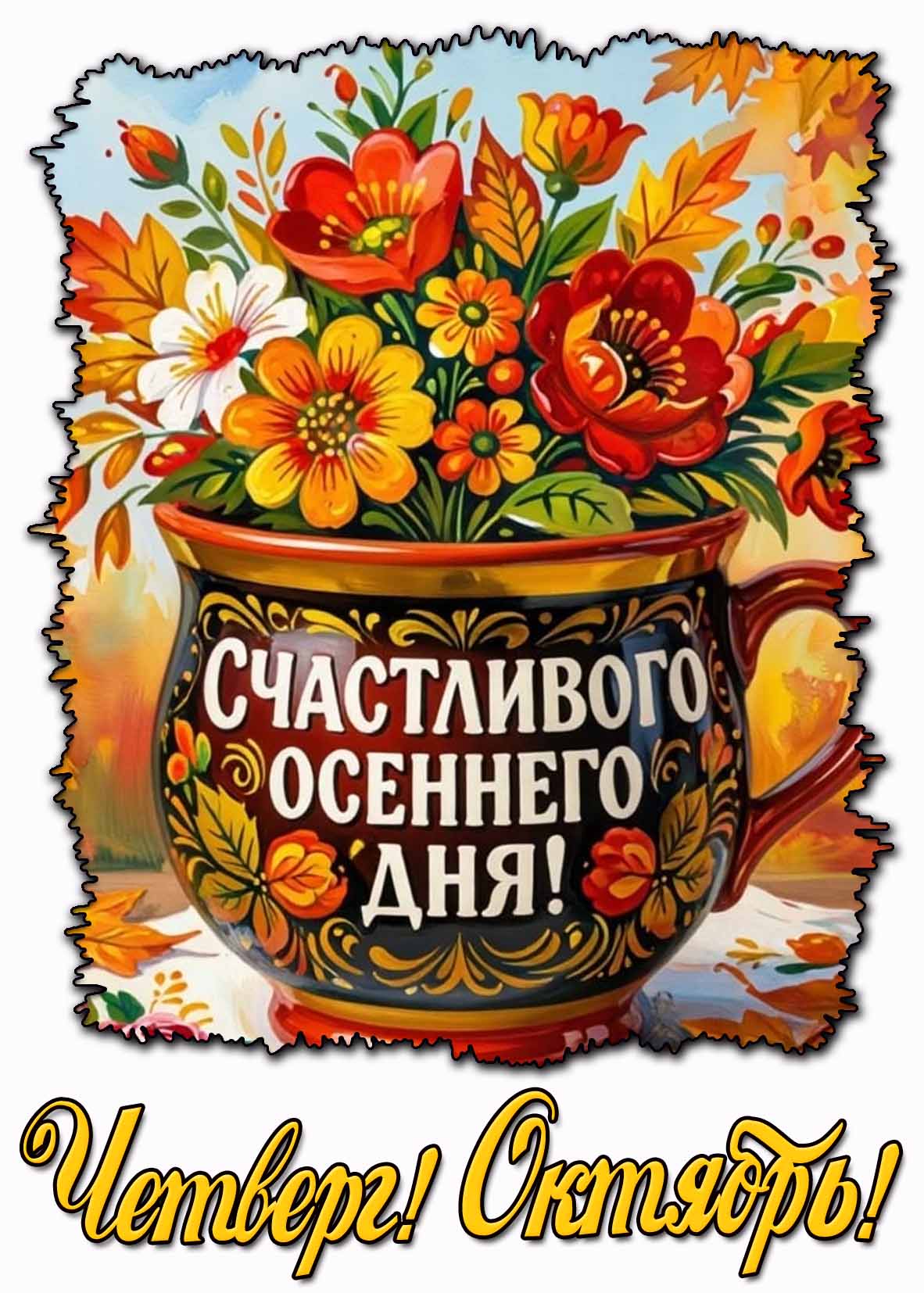 Картинка "Четверг! Октябрь! Счастливого осеннего дня!"