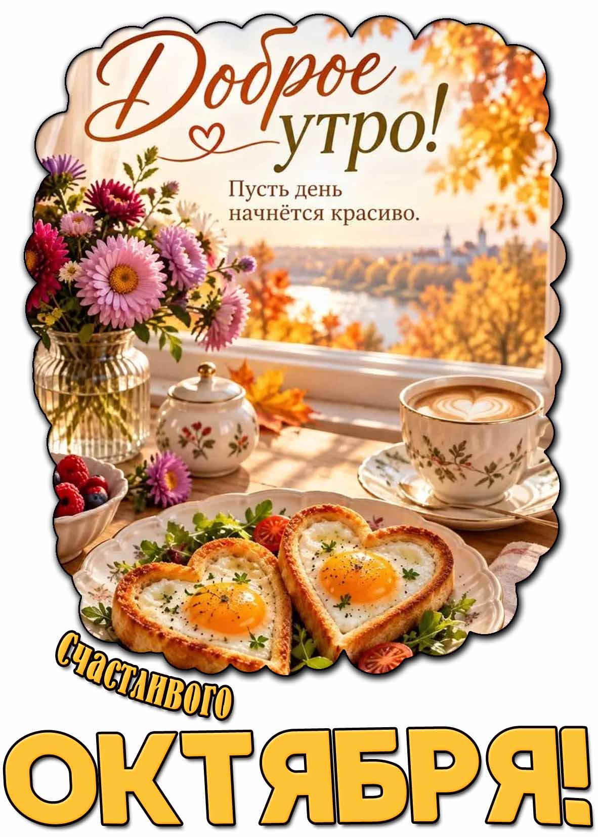 Картинка "Доброе утро! Пусть день начнётся красиво! Счастливого октября!"