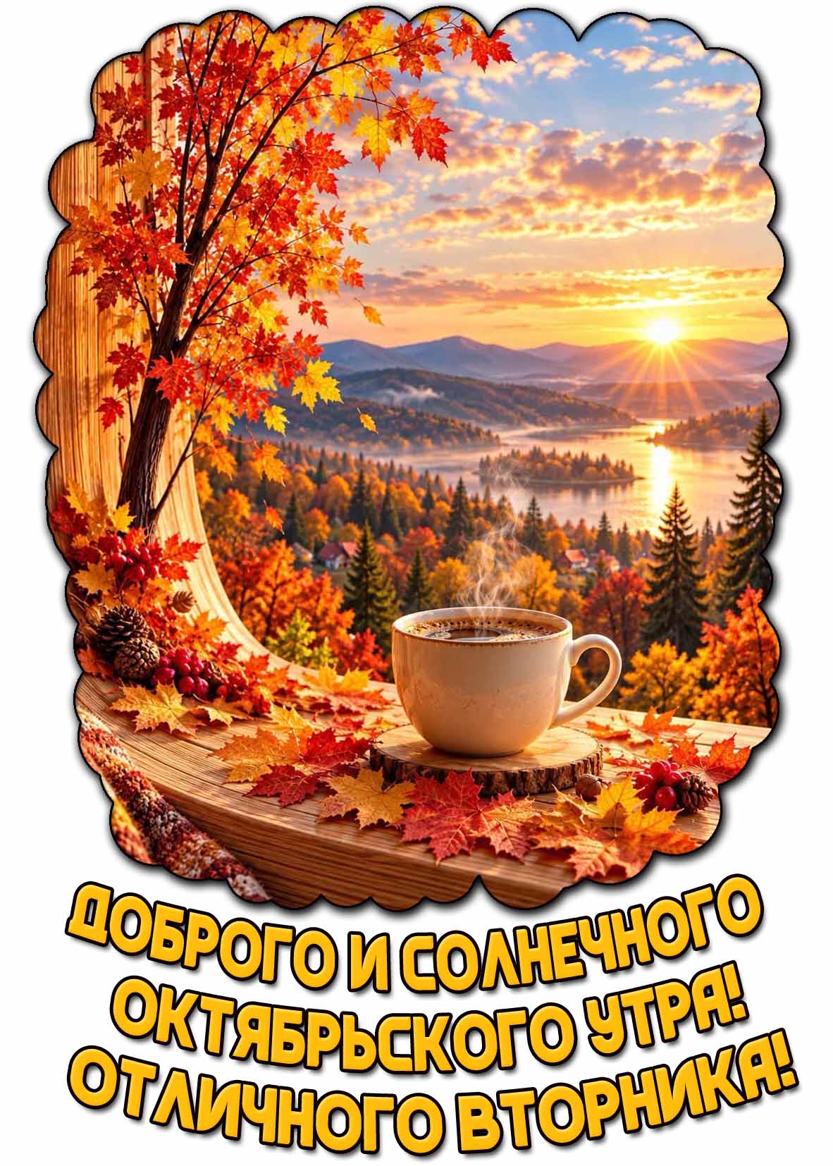 Картинка "Доброго и солнечного октябрьского утра! Отличного вторника!"