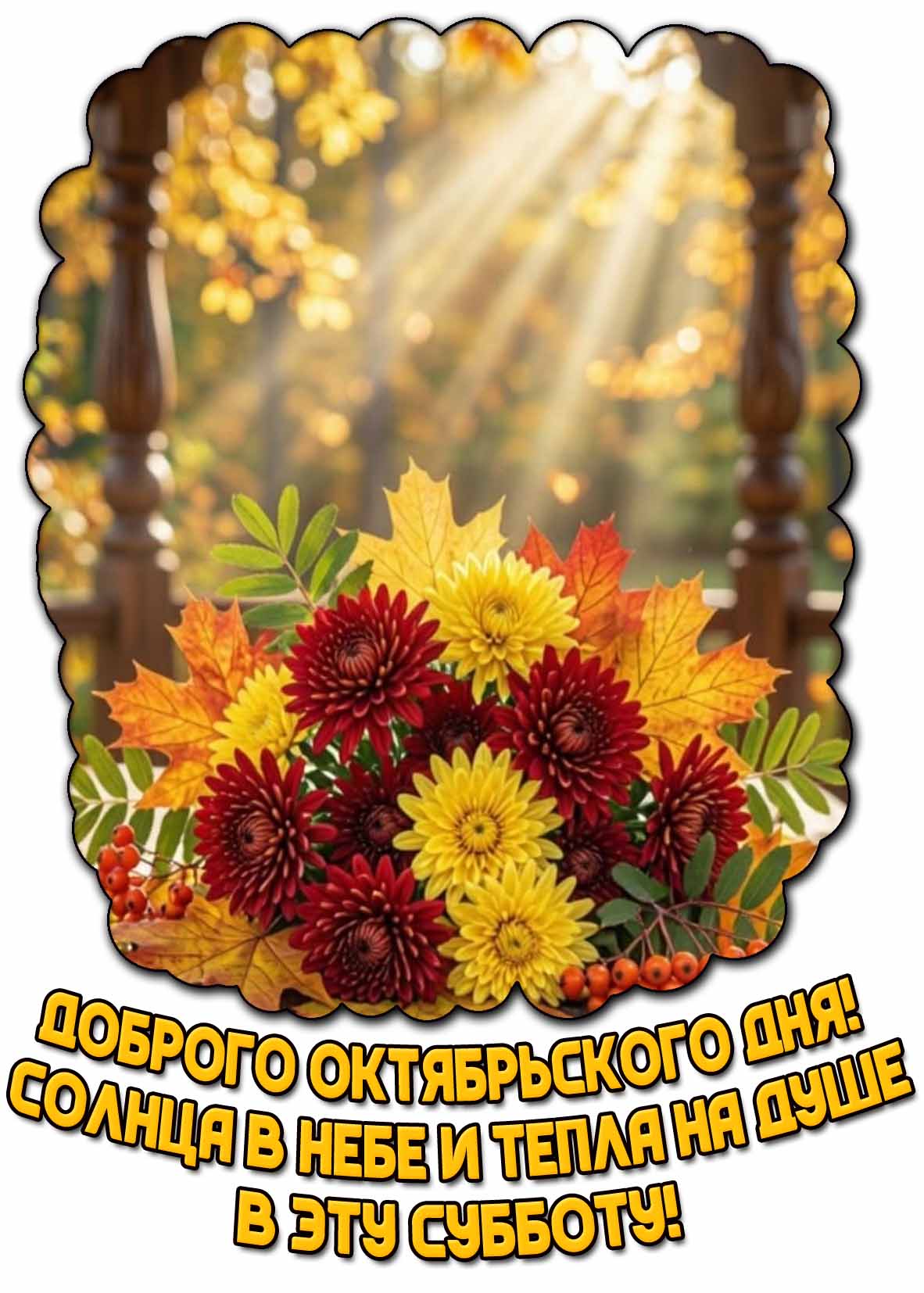 Картинка "Доброго октябрьского дня! Солнца в небе и тепла на душе в эту субботу!"