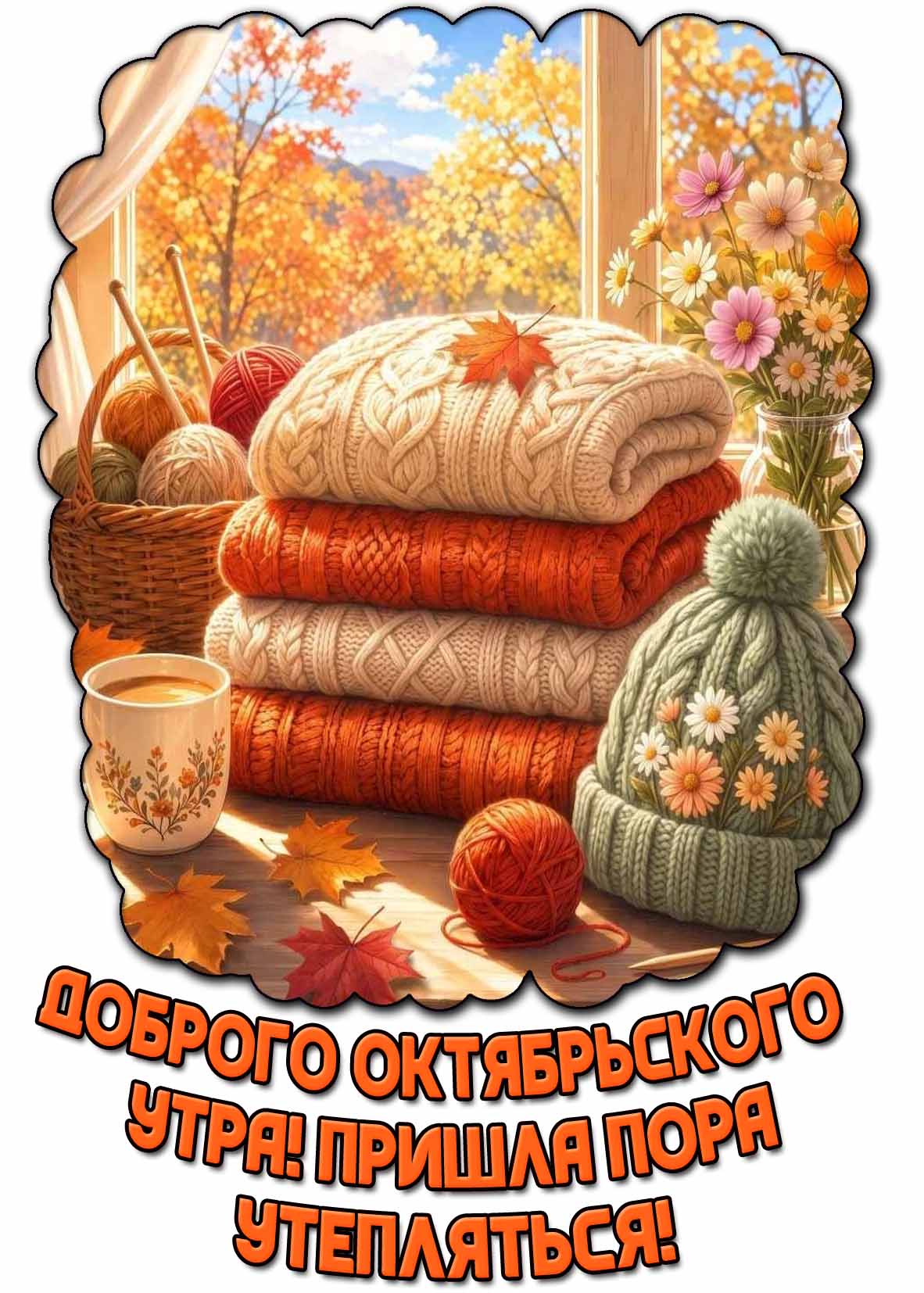 Картинка "Доброго октябрьского утра! Пришла пора утепляться!"