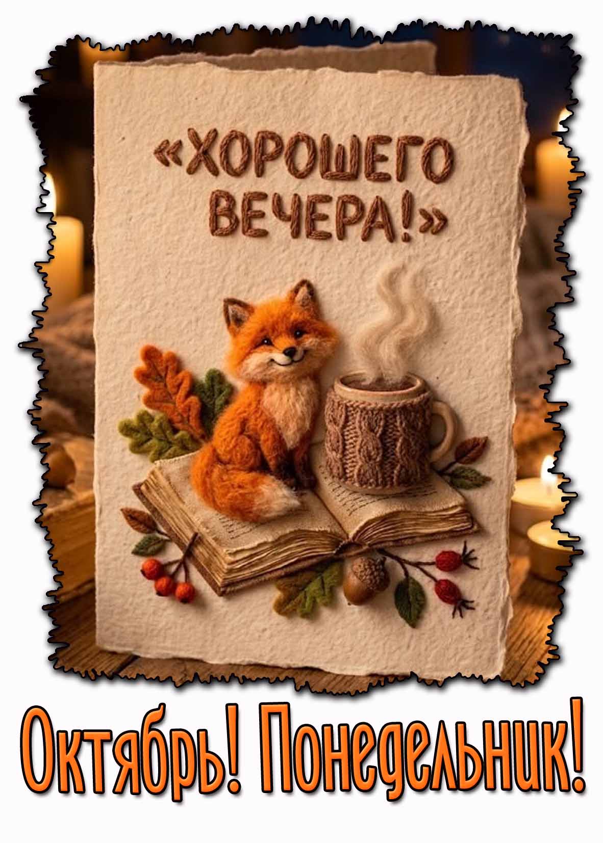 Картинка "Октябрь! Понедельник! Хорошего вечера!"