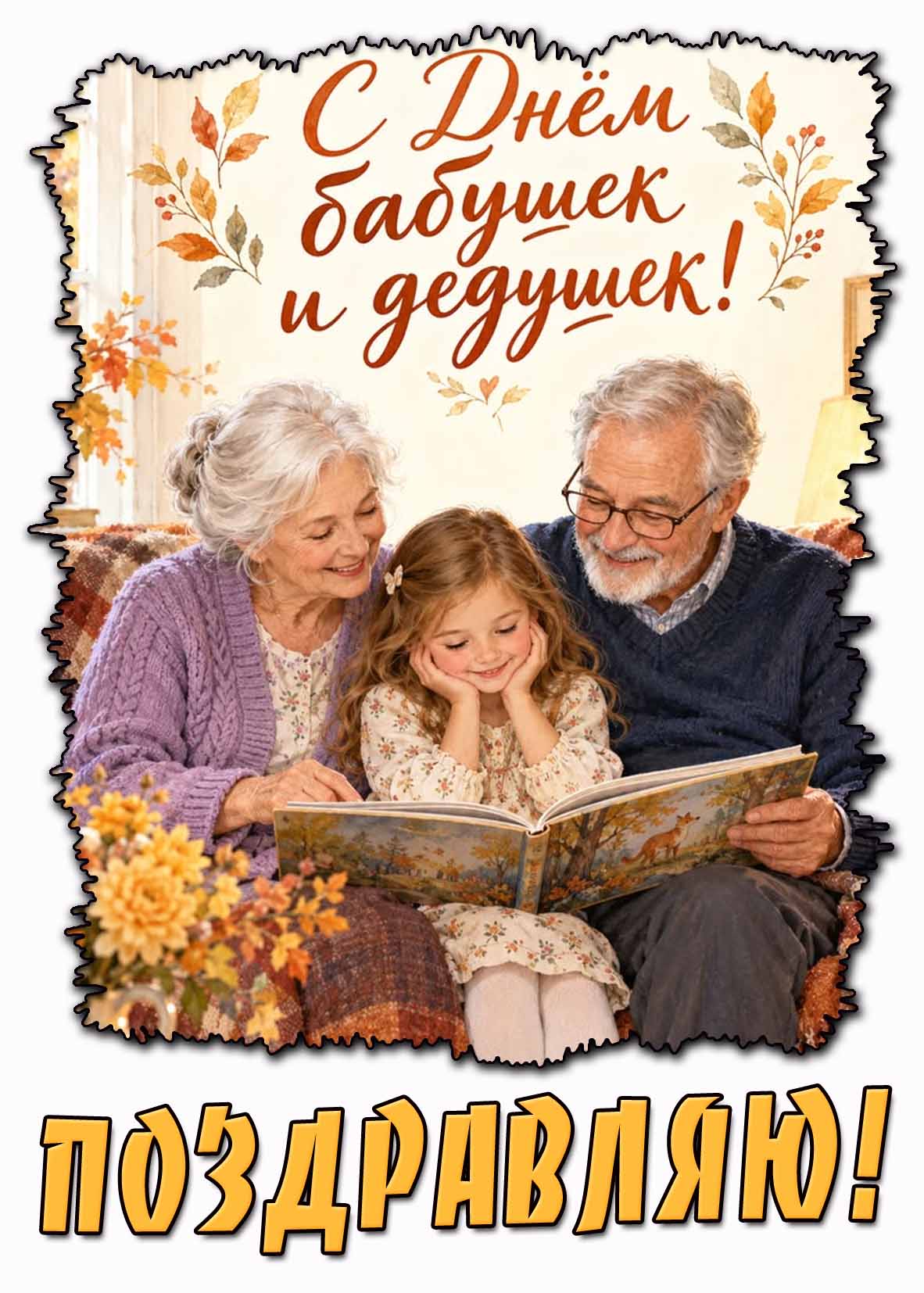 Картинка "С днём бабушек и дедушек! Поздравляю!"