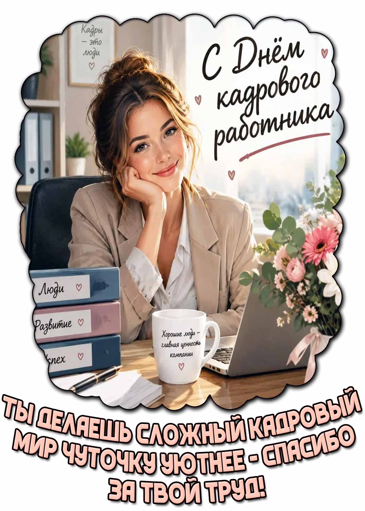 Картинка "С днём кадрового работника! Ты делаешь сложный кадровый мир чуточку уютнее - спасибо за твой труд!"
