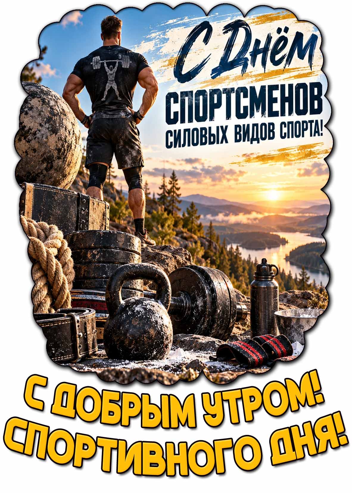 Картинка "С днём спортсменов силовых видов спорта! С добрым утром! Спортивного дня!"