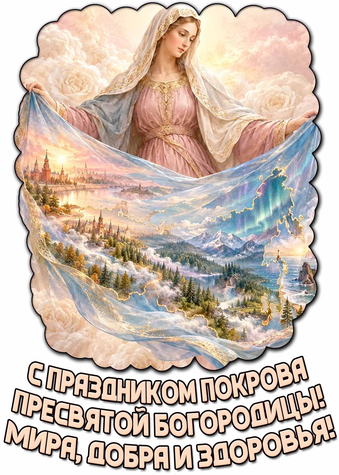 Картинка "С праздником Покрова Пресвятой Богородицы! Мира, добра и здоровья!"