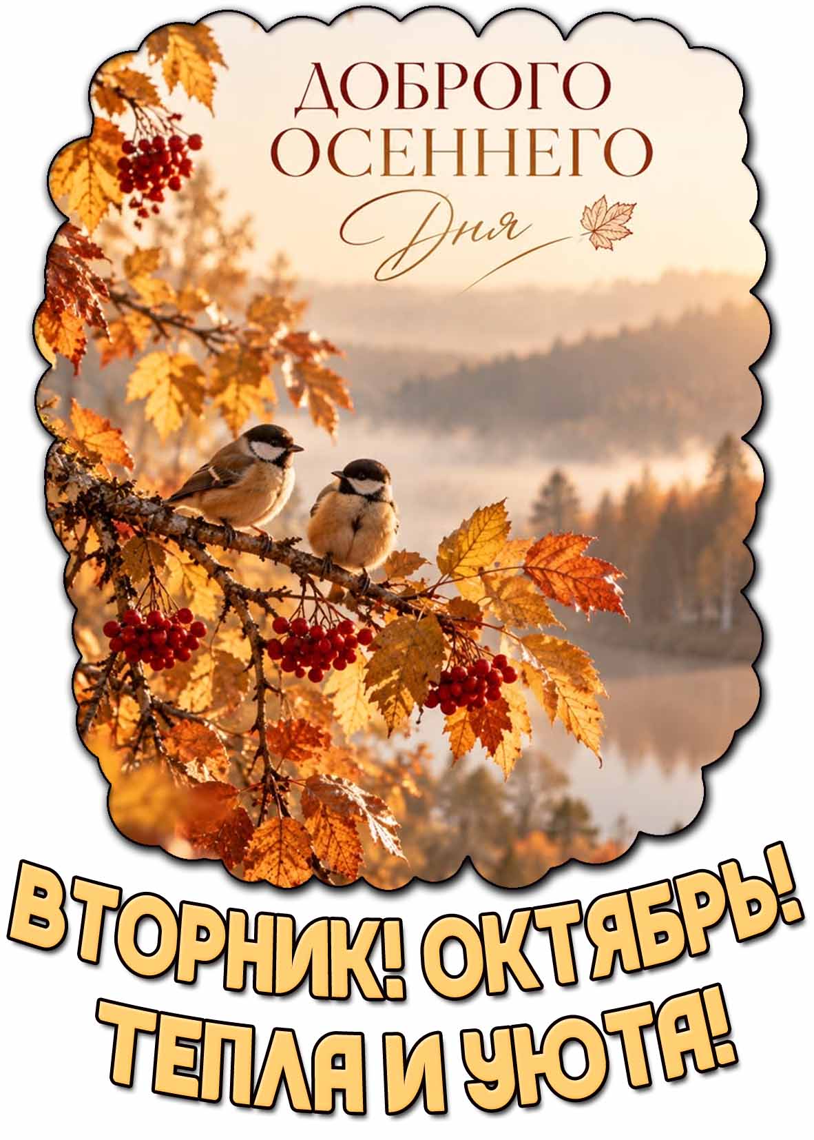 Картинка "Вторник! Октябрь! Тепла и уюта! Доброго осеннего дня!"