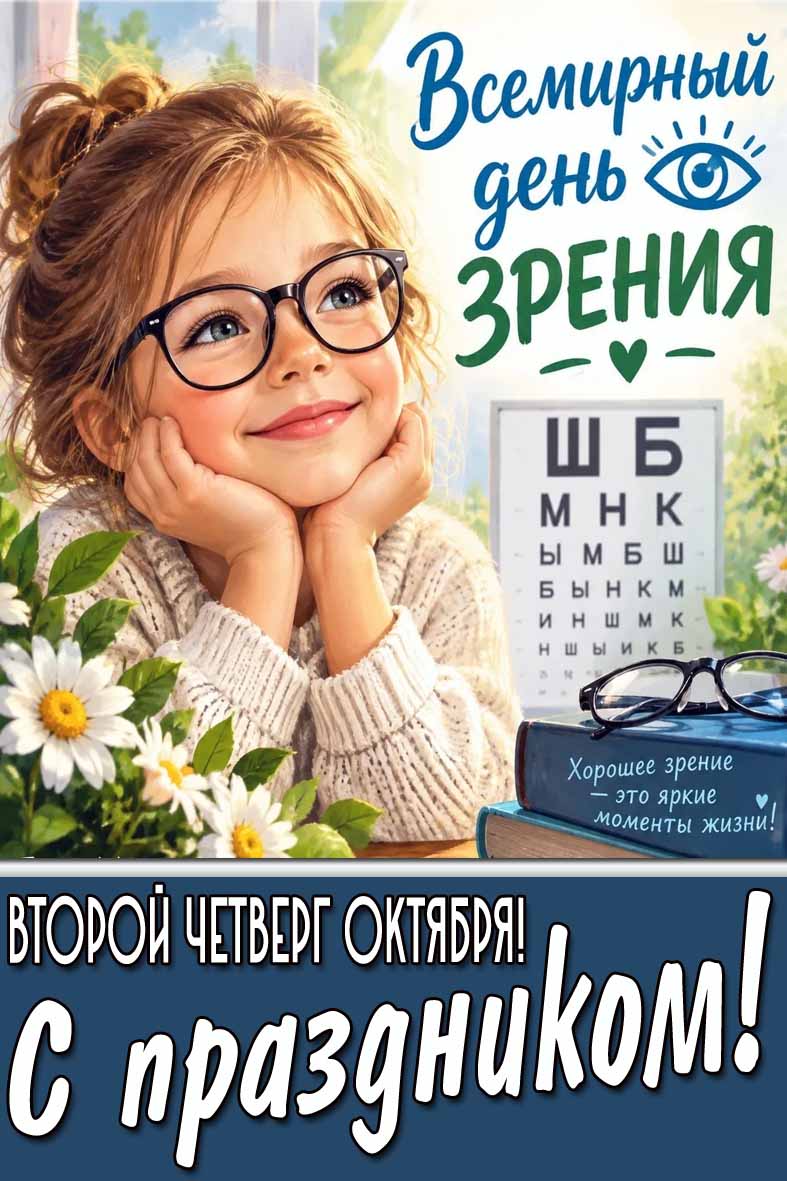 Картинка "Второй четверг октября! Всемирный день зрения! Хорошее зрение - это яркие моменты жизни! С праздником!"