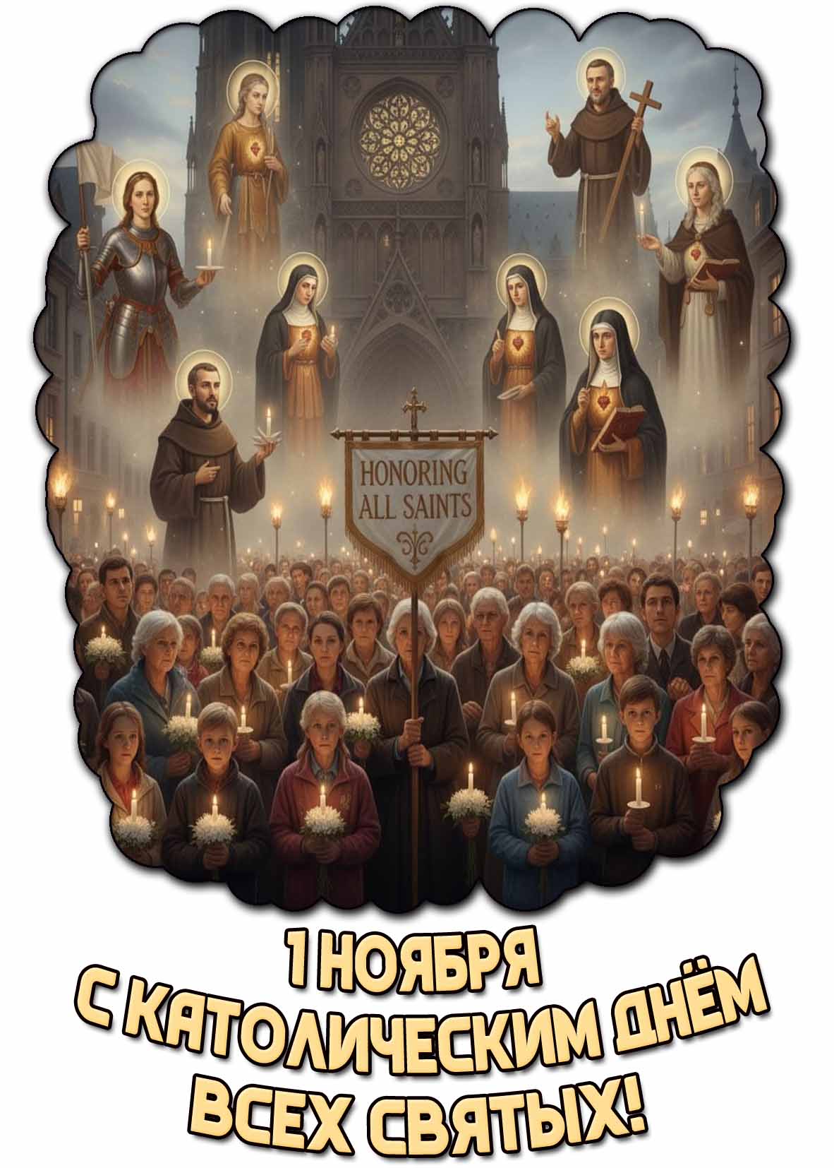 Открытка 1 ноября - с католическим днём всех святых!