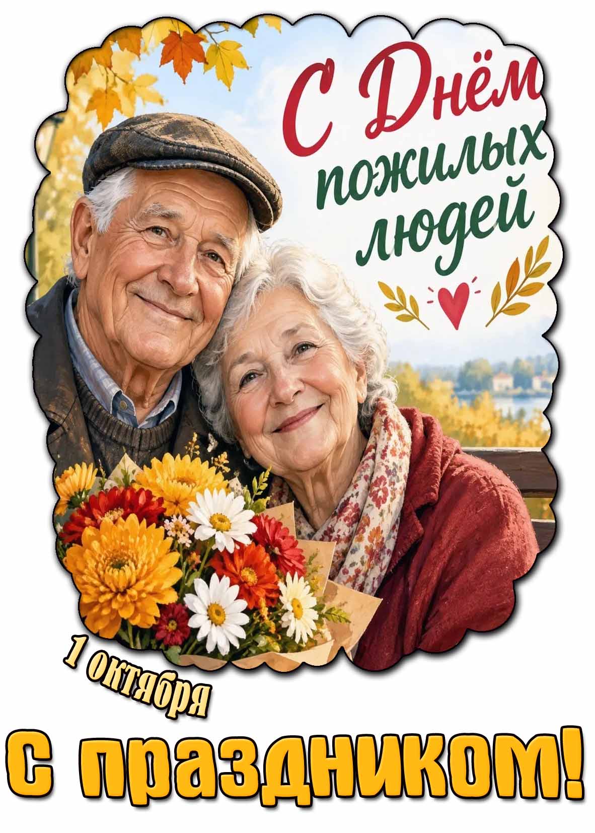 Красивая картинка 1 октября - с днём пожилых людей! С праздником!