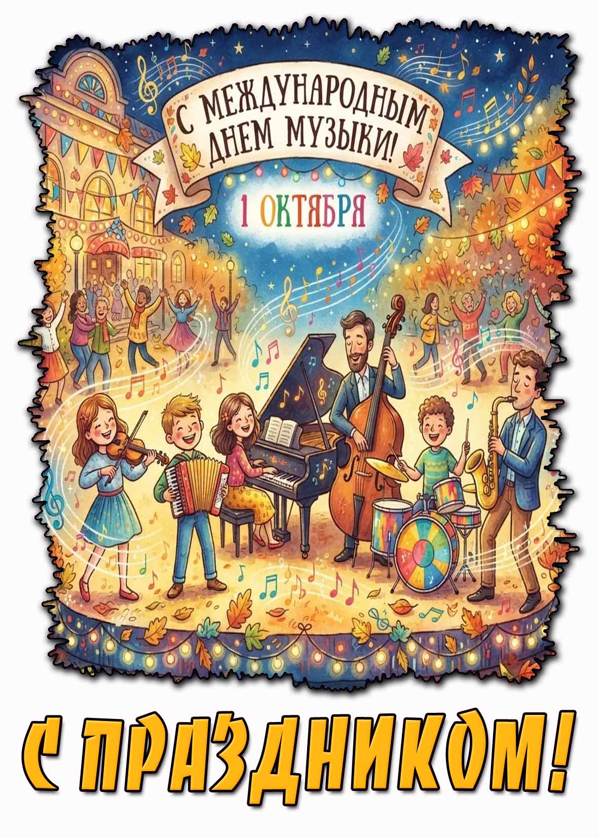 Красивая картинка 1 октября - с Международным днём музыки! С праздником!