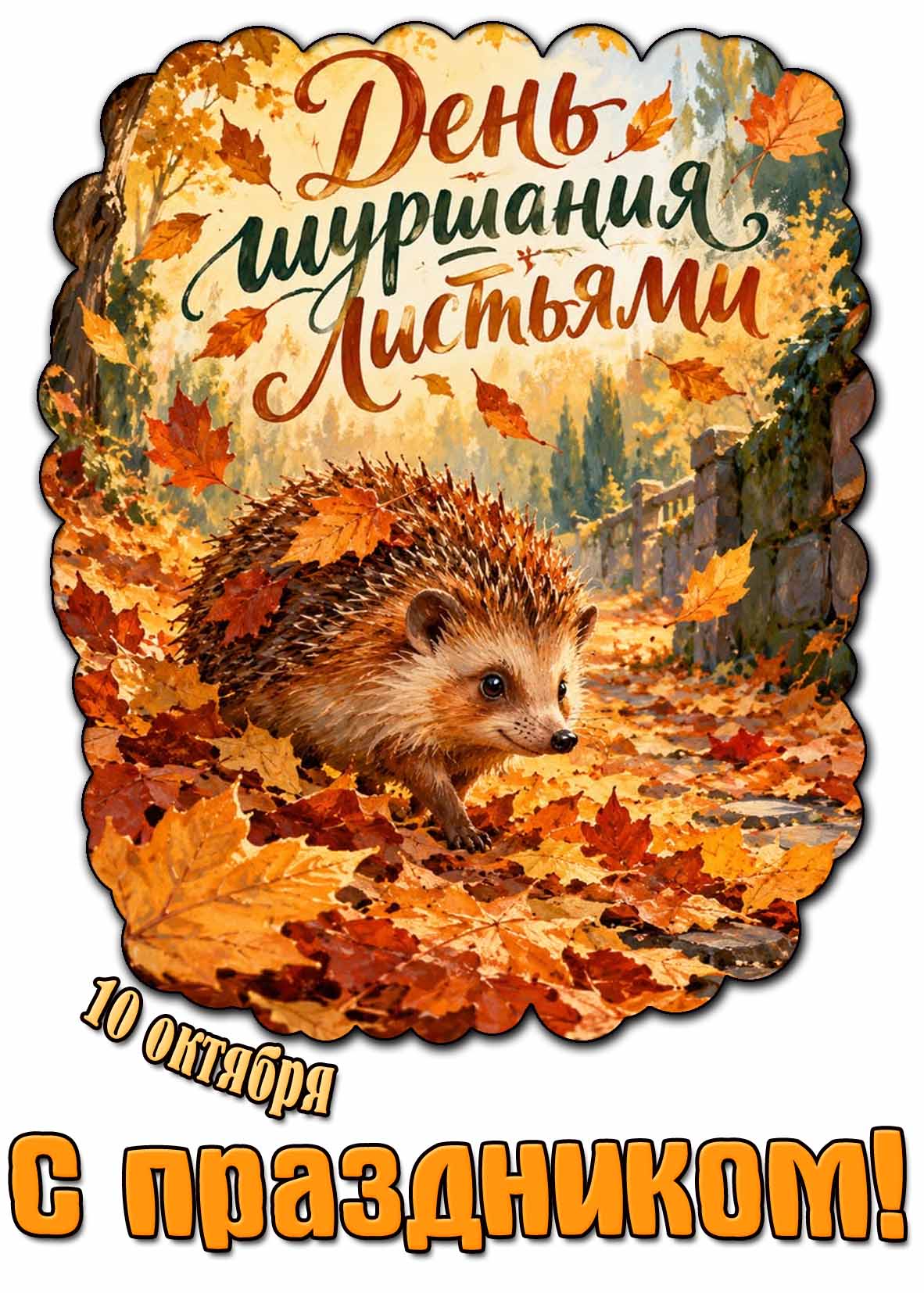 Красивая картинка 10 октября - день шуршания листьями! С праздником!