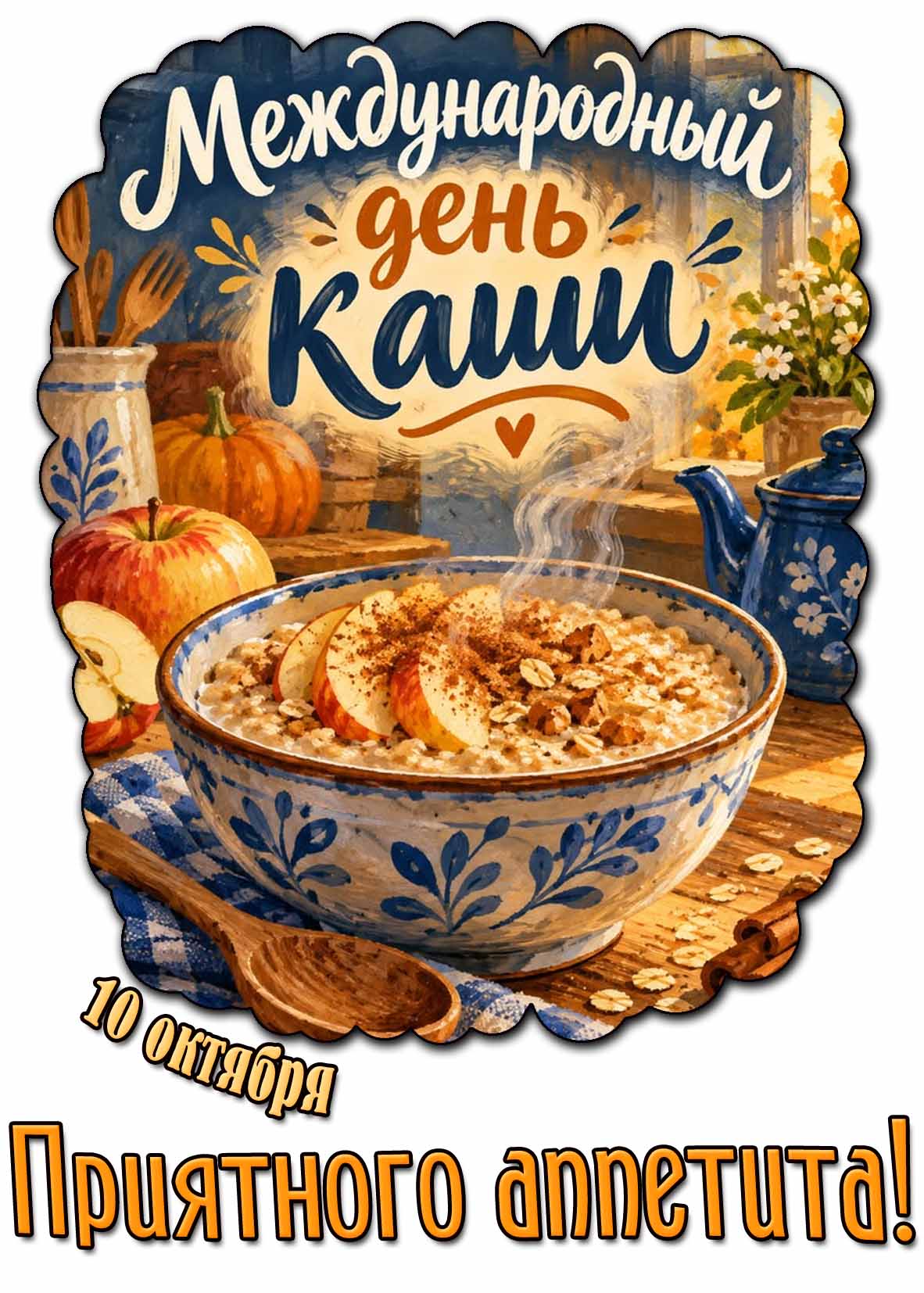 Красивая картинка 10 октября - международный день каши! Приятного аппетита!