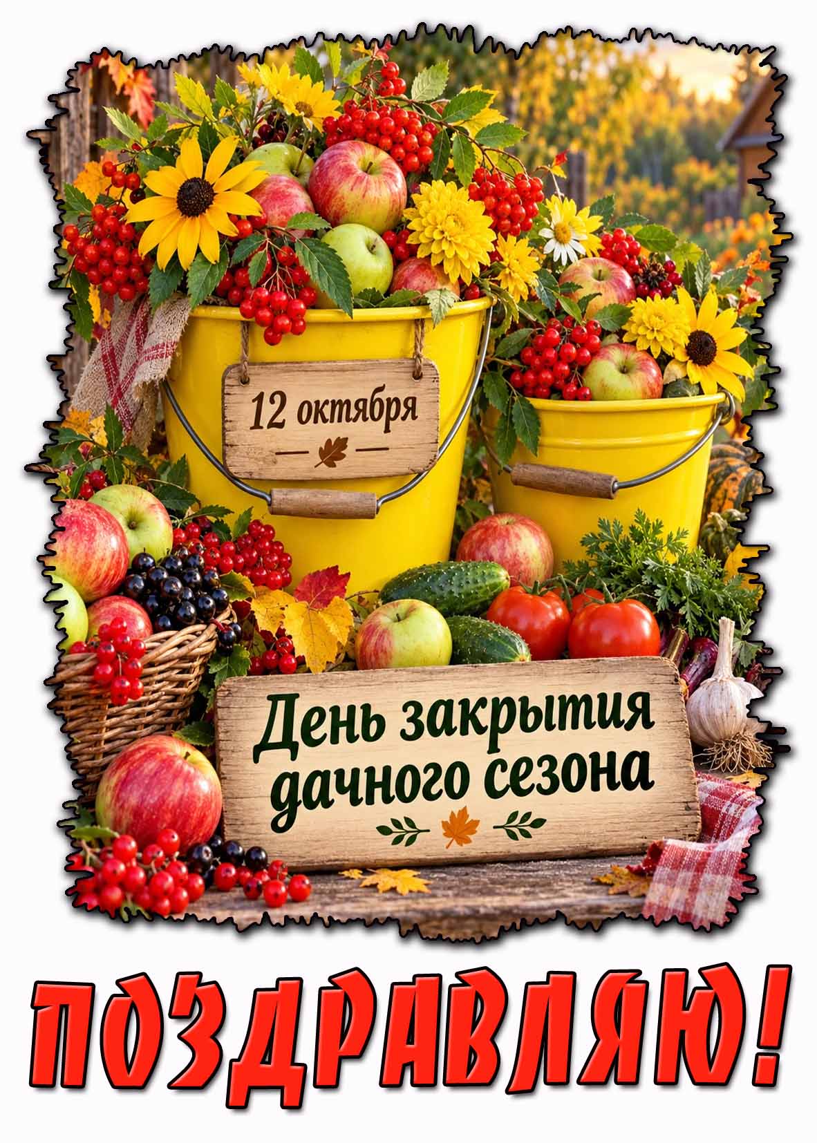 Красивая картинка 12 октября - день закрытия дачного сезона! Поздравляю!