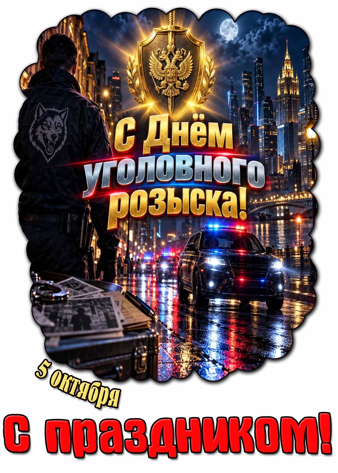 Красивая картинка 5 октября - с днём уголовного розыска! С праздником!