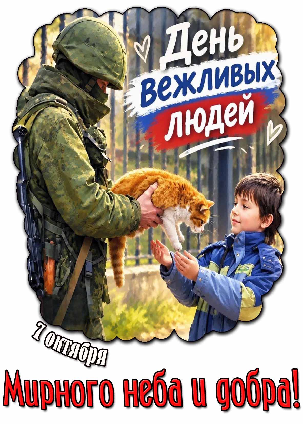 Красивая картинка 7 октября - день вежливых людей! Мирного неба и добра!