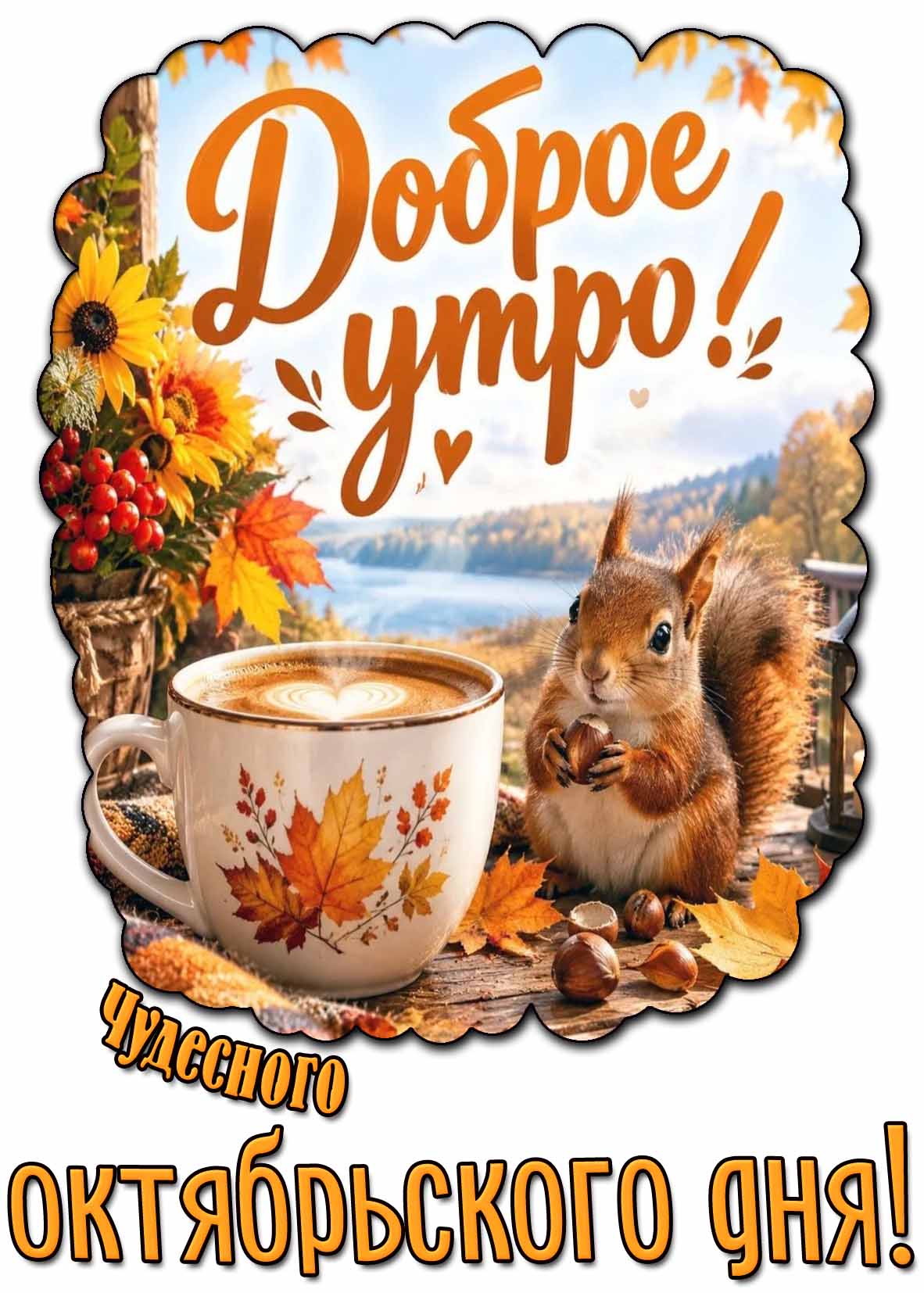 Красивая картинка "Доброе утро! Чудесного октябрьского дня!"