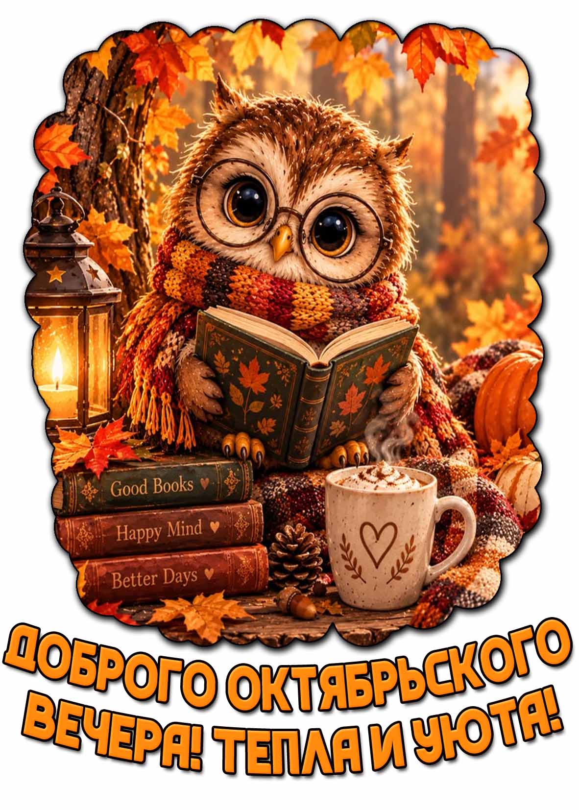 Красивая картинка "Доброго октябрьского вечера! Тепла и уюта!"