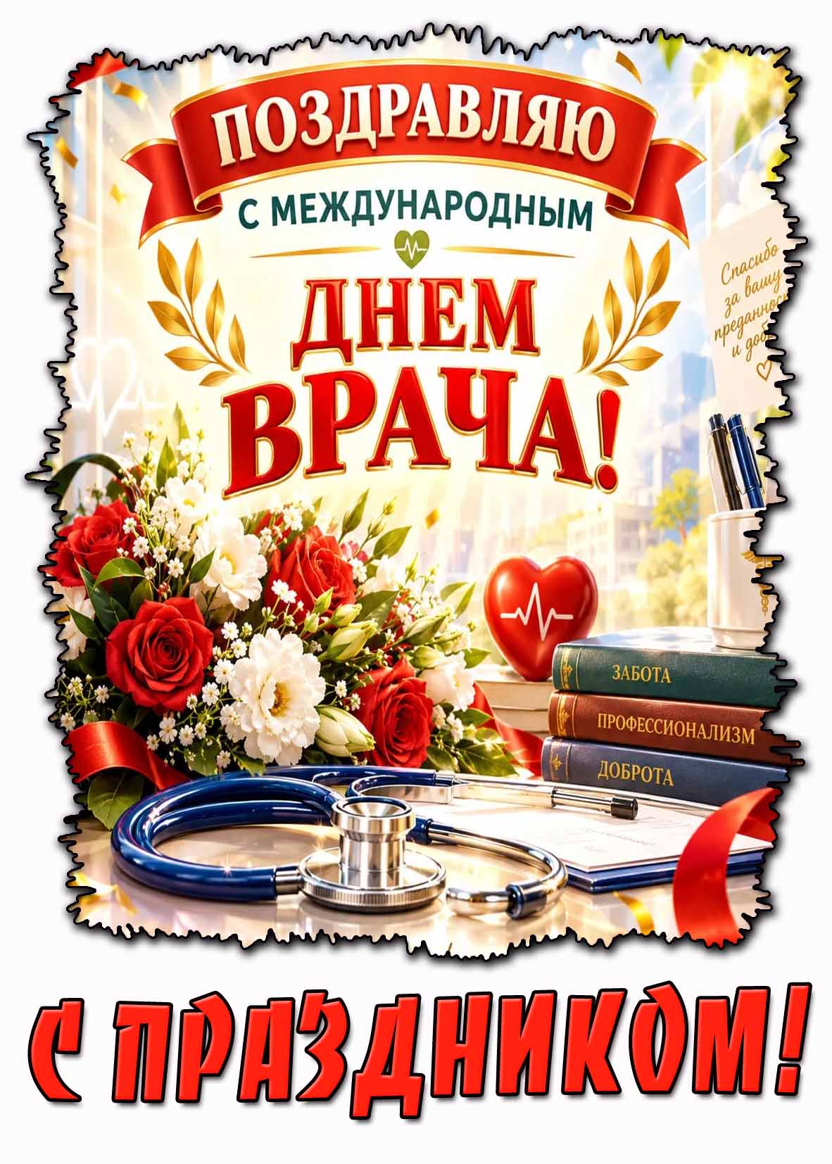 Красивая картинка "Поздравляю с Международным днём врача! С праздником!"