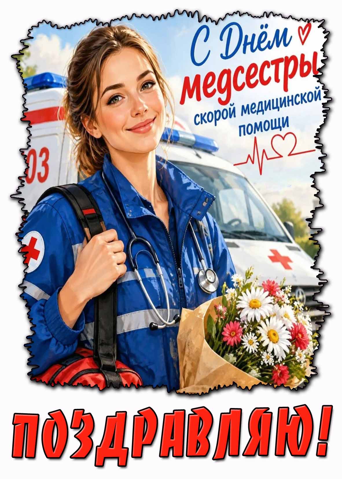 Красивая картинка "С днём медсестры скорой медицинской помощи! Поздравляю!"
