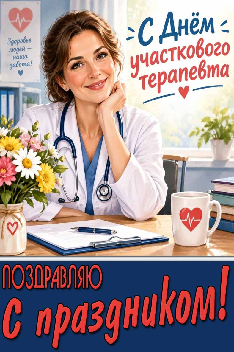 Красивая картинка "С днём участкового терапевта! Поздравляю с праздником!"