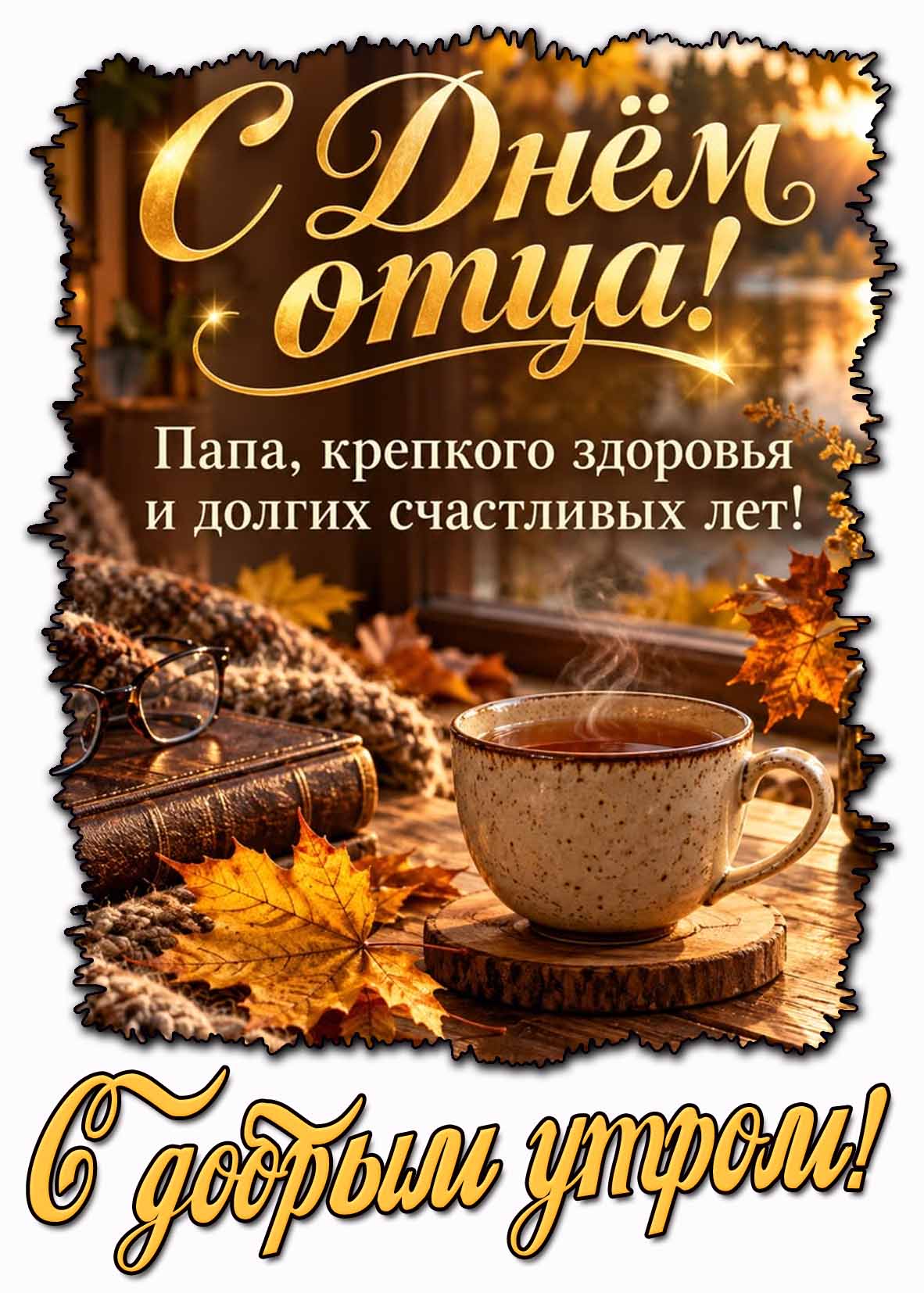 Красивая картинка "С добрым утром! С днём отца! Папа, крепкого здоровья и долгих счастливых лет!"