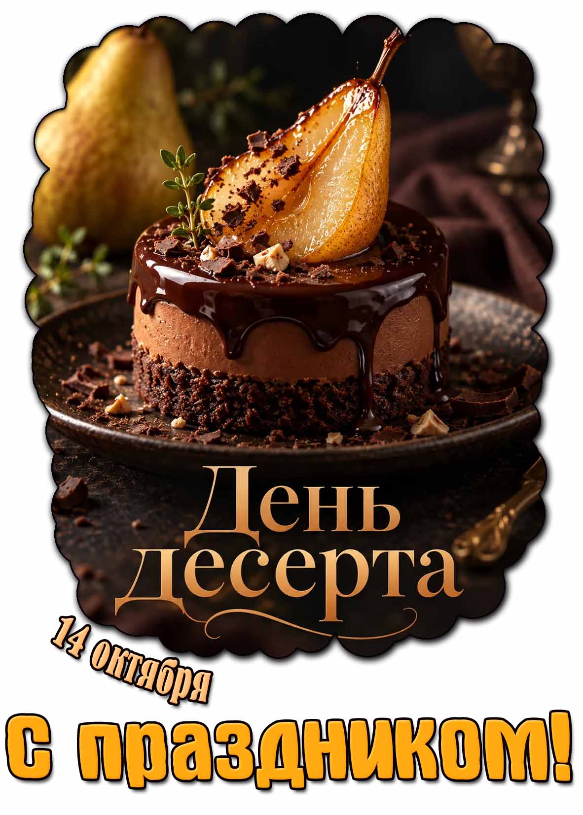 Красивая открытка 14 октября - день десерта! С праздником!
