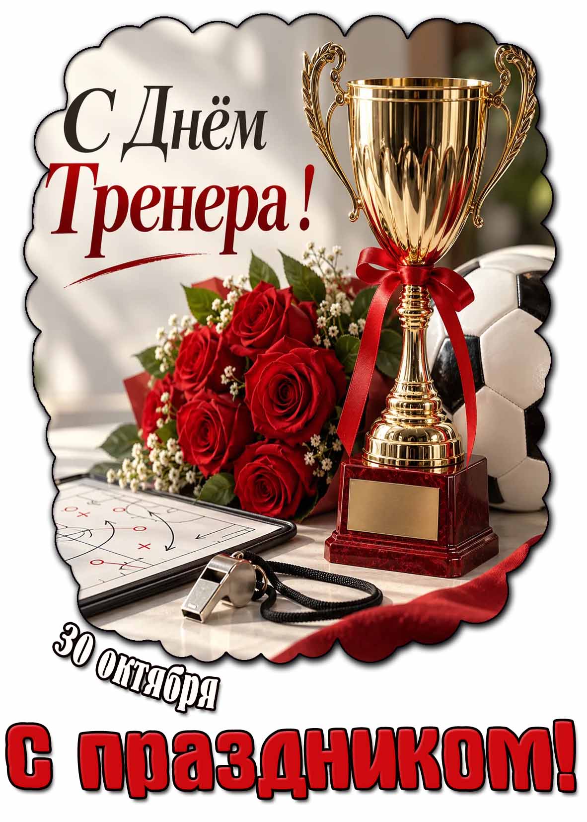 Красивая открытка 30 октября - С днём тренера! С праздником!