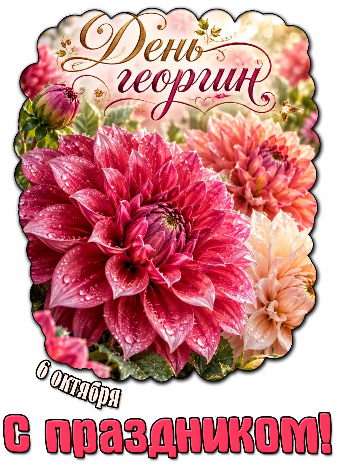 Красивая открытка 6 октября - день георгин! С праздником!