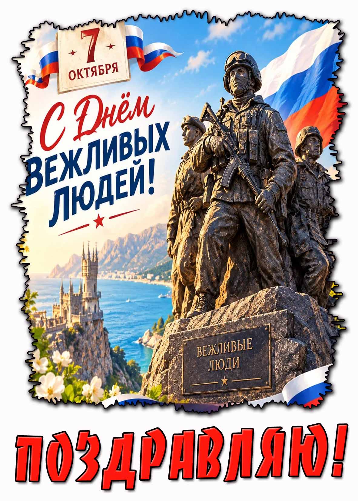 Крутая открытка 7 октября - с днём вежливых людей! Поздравляю!