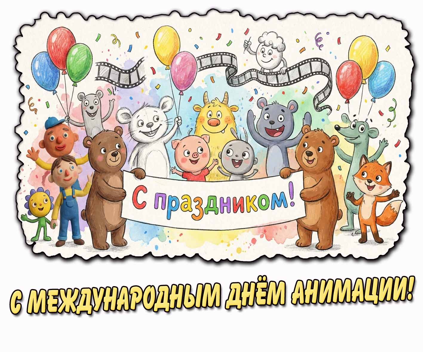 Детская открытка "С Международным днём анимации! С праздником!"
