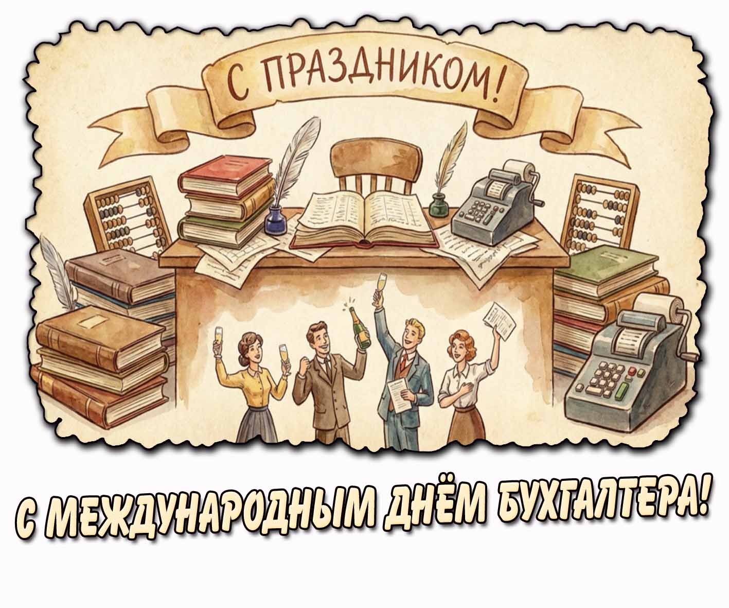 Стильная открытка "С Международным днём бухгалтера! С праздником!"