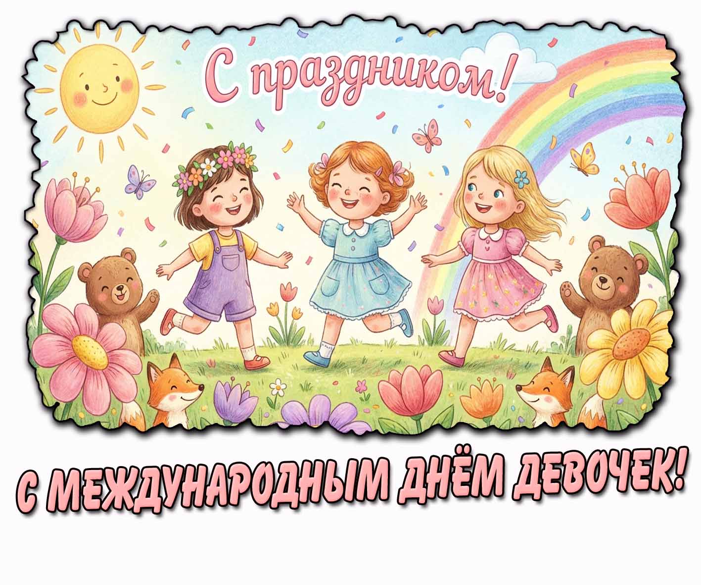 Детская картинка "С Международным днём девочек! С праздником!"
