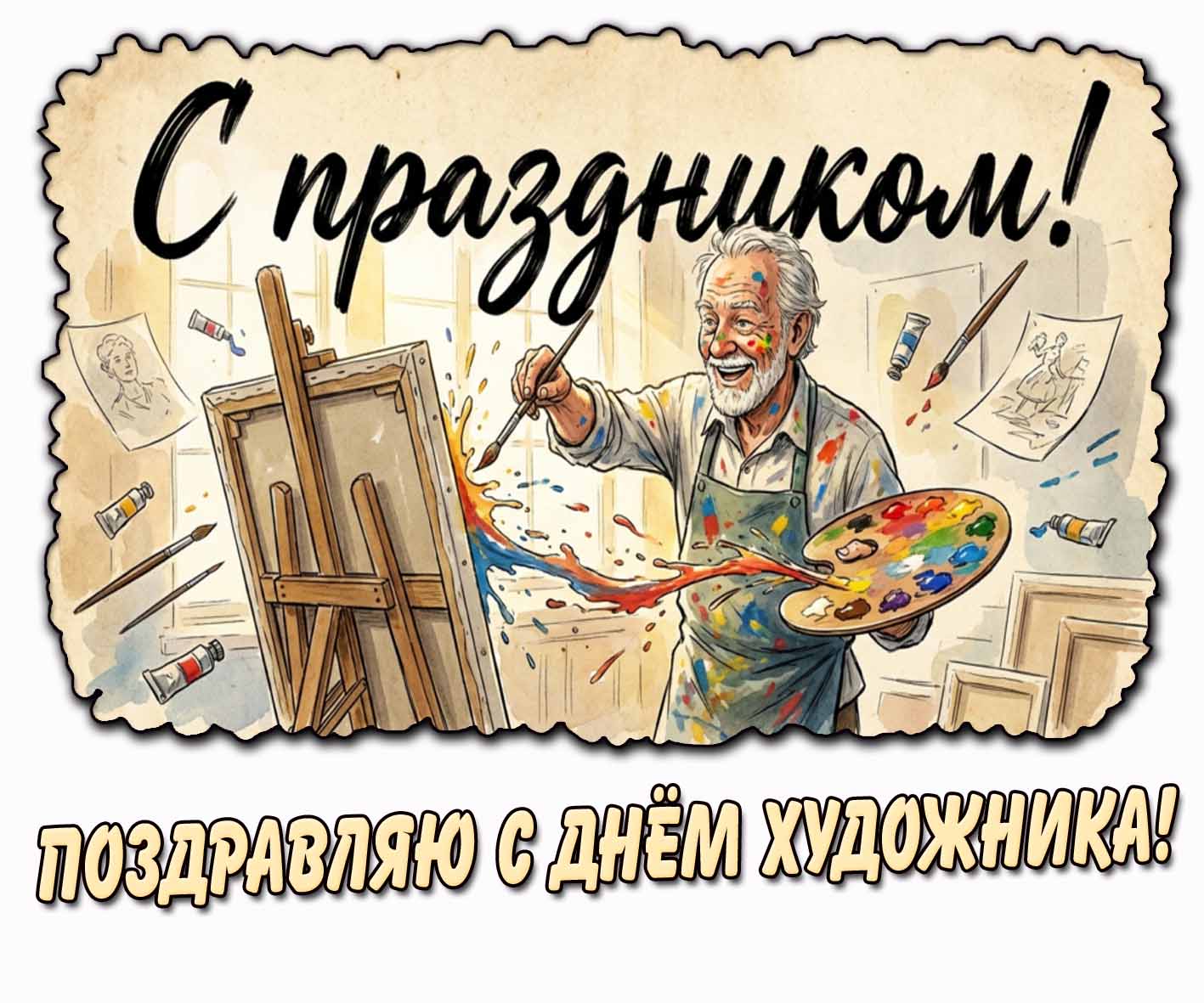 Яркая картинка "Поздравляю с днём художника! С праздником!"