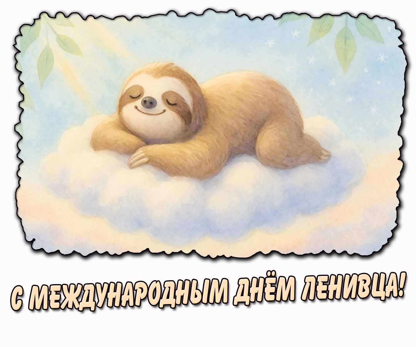 Картинка с Международным днём ленивца