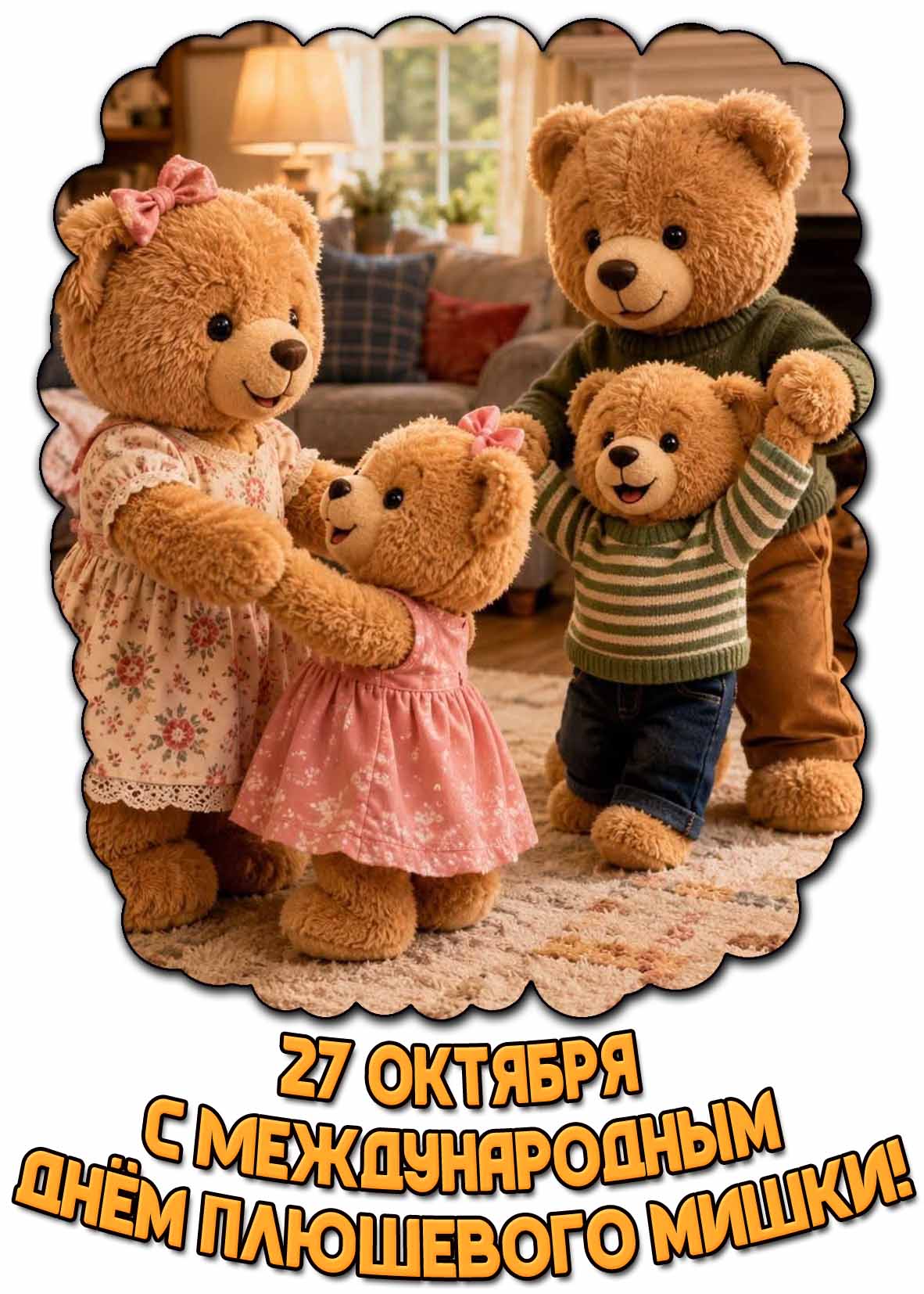 Открытка 27 октября - с Международным днём плюшевого мишки!