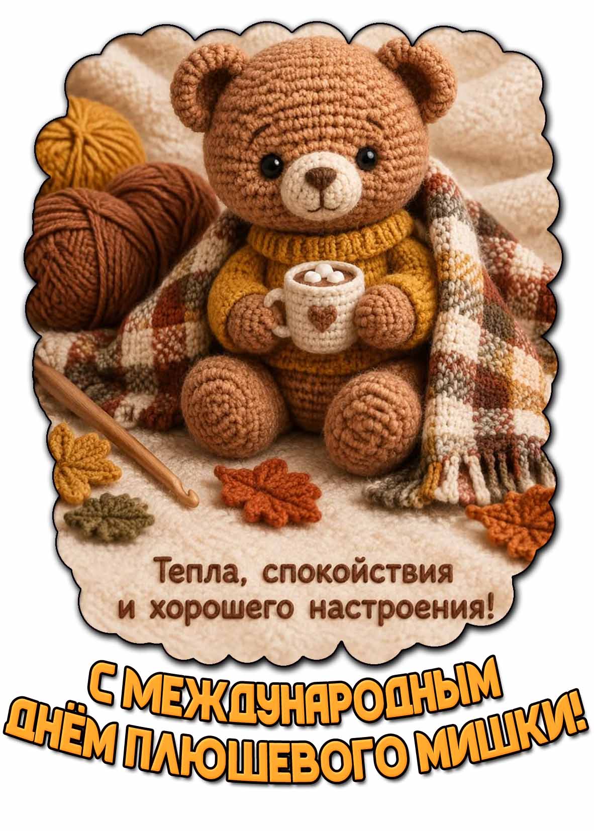 Открытка "С Международным днём плюшевого мишки! Тепла, спокойствия и хорошего настроения!"