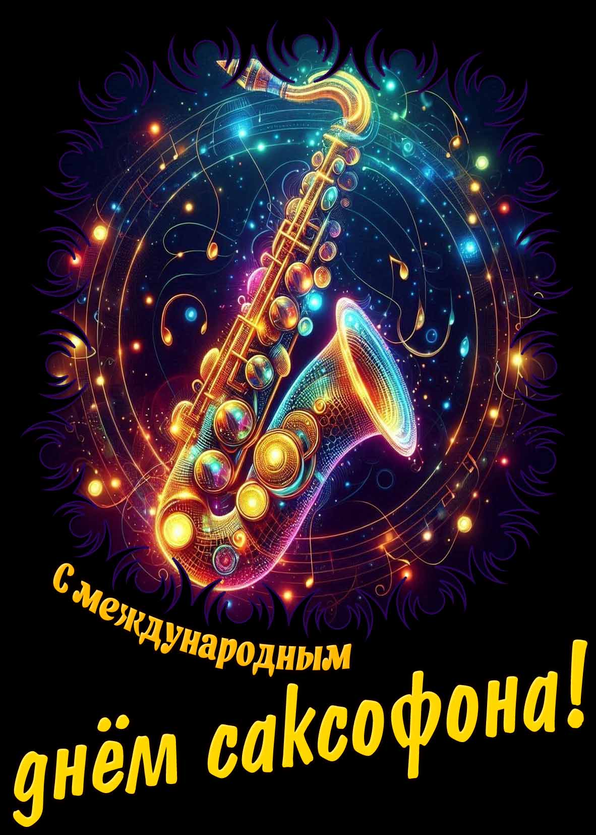 С Международным днём саксофона! - креативная открытка