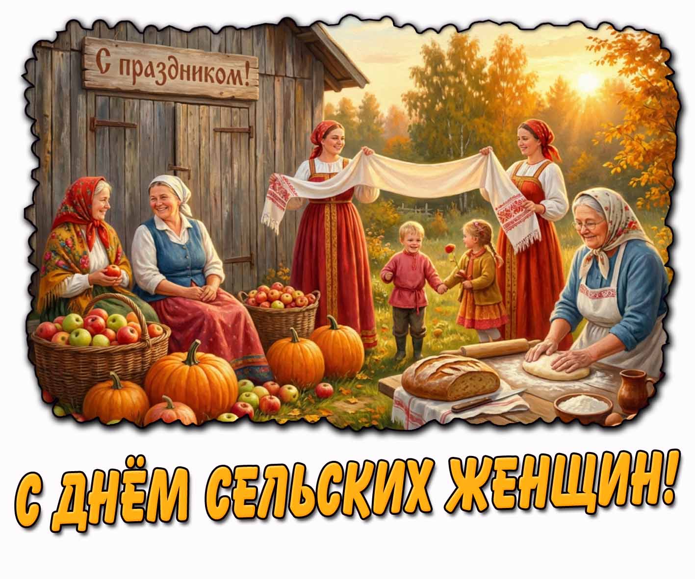 Осенняя открытка "С днём сельских женщин! С праздником!"
