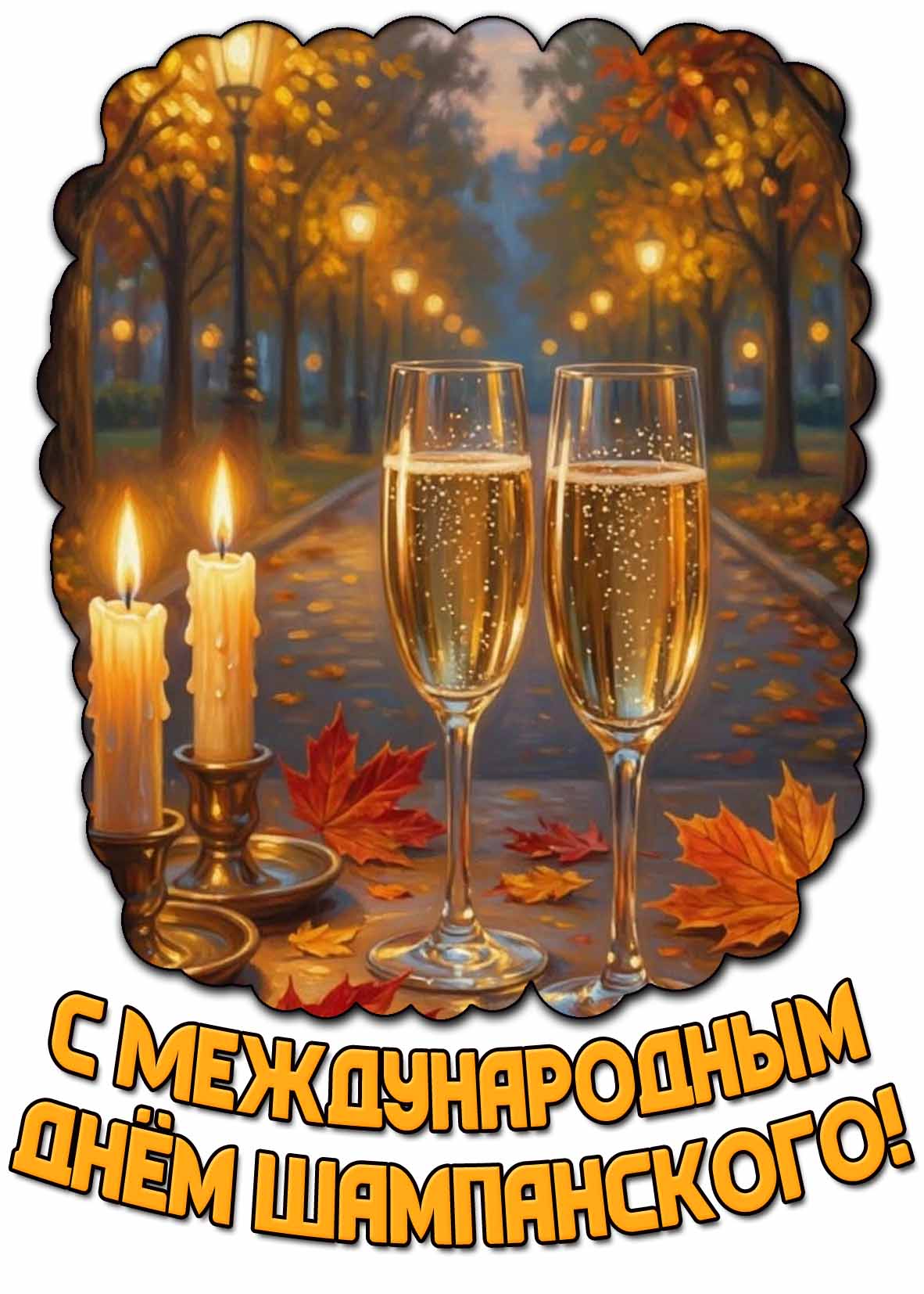 Осенняя открытка с Международным днём шампанского