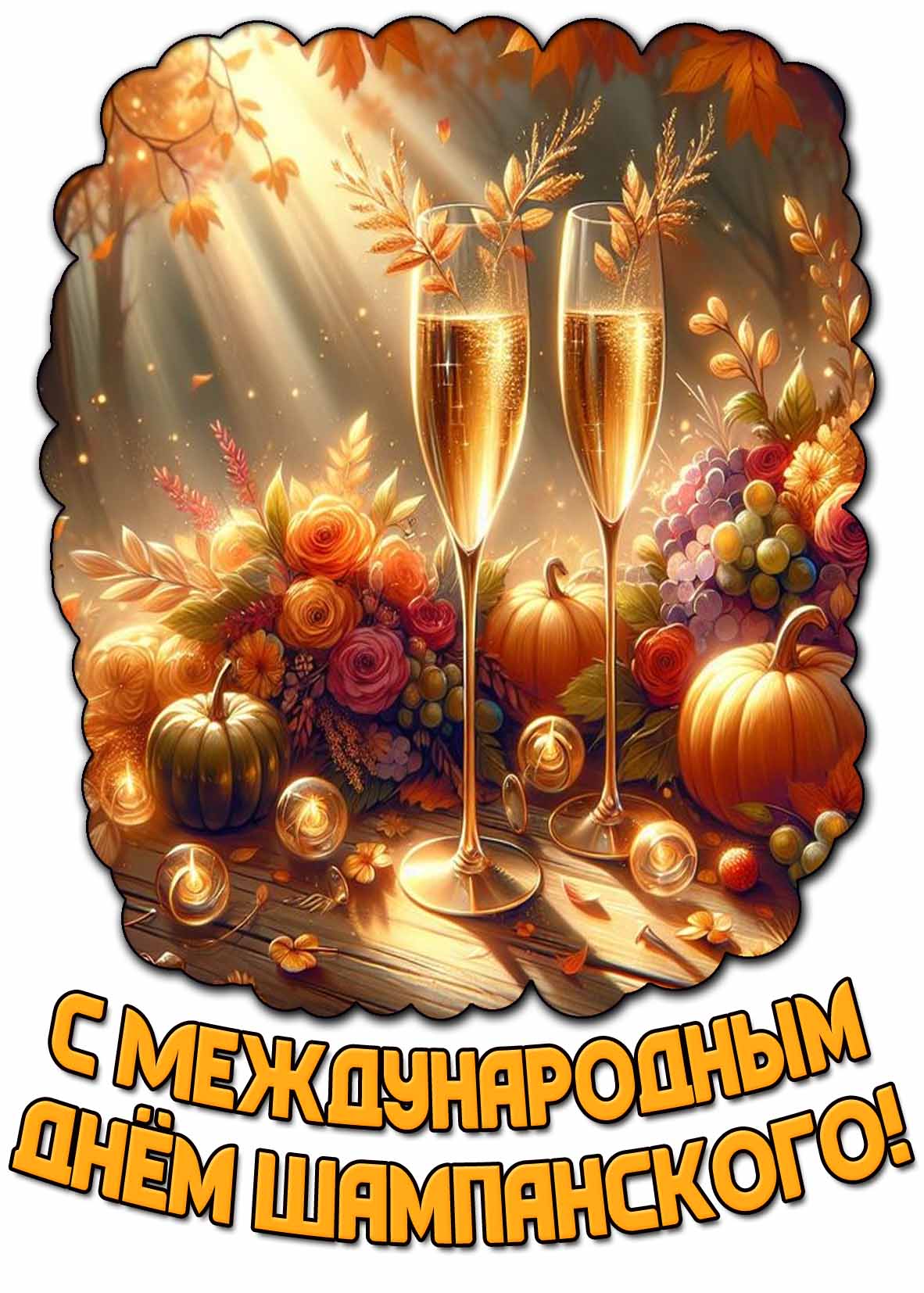 С Международным днём шампанского! - красивая осенняя открытка