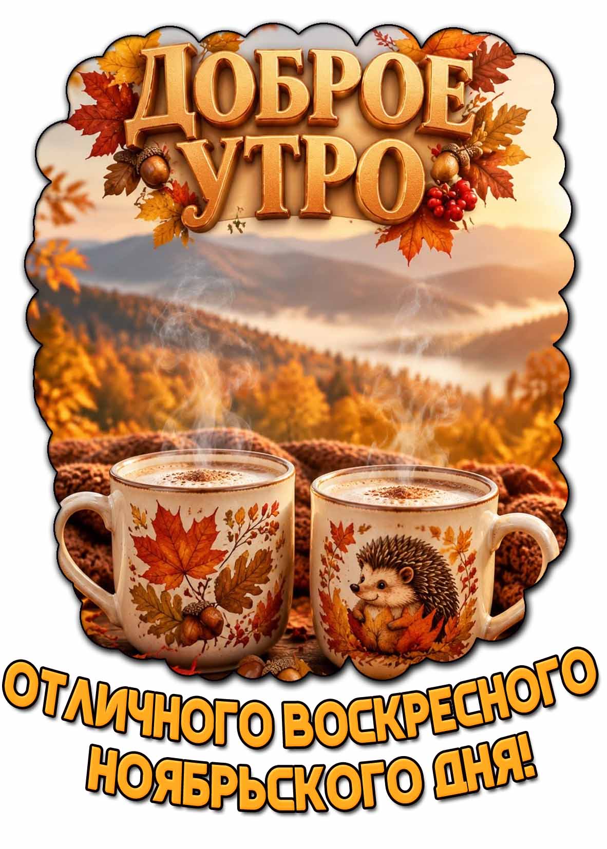 Открытка "Доброе утро! Отличного воскресного ноябрьского дня!"