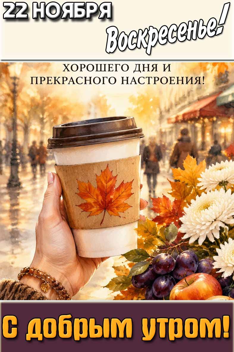 Картинка "22 ноября воскресенье! С добрым утром! Хорошего дня и прекрасного настроения!"